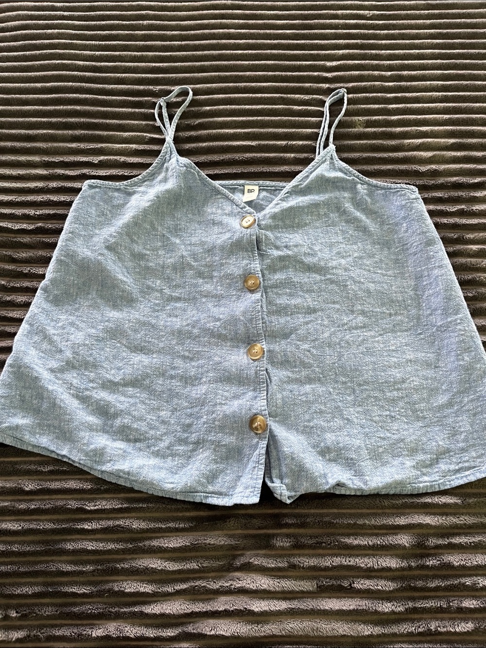 bp Light Blue Button-Front Linen Cami